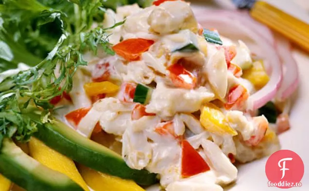 Salată De Carne De Crab Din Caraibe Cu Sos Cremos Cu Ghimbir