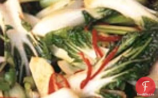 Verdeață chinezească prăjită cu ghimbir, stridii și sos de soia