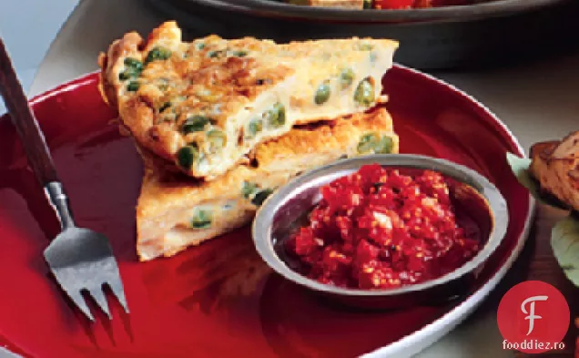 Frittata de mazăre curry cu Chutney de roșii proaspete