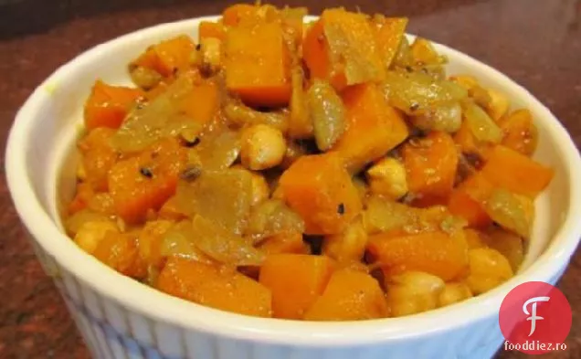Bengali Butternut Squash și năut Garbanzos