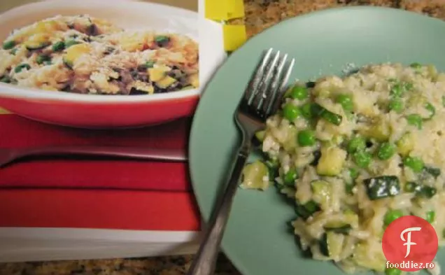 Risotto de primăvară cu mazăre și dovlecei