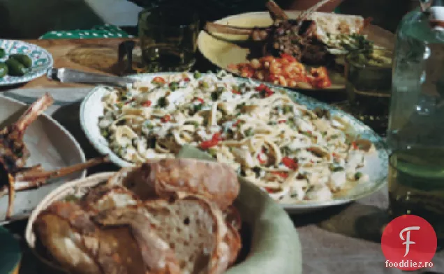 Paste proaspete cu carne de crab, mazăre și Chile
