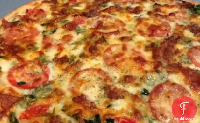Pizza Cu Bacon, Roșii Și Spanac