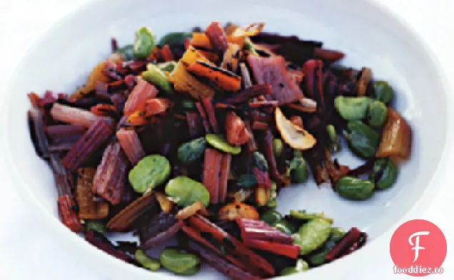 Chard curcubeu la grătar cu fasole Fava și Oregano