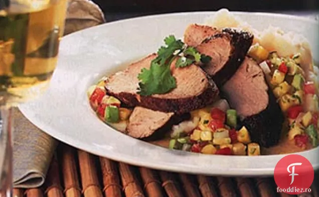 Filet de porc condimentat și Salsa de Avocado