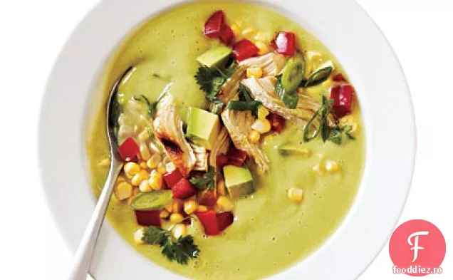 Avocado-Chowder de porumb cu pui la grătar
