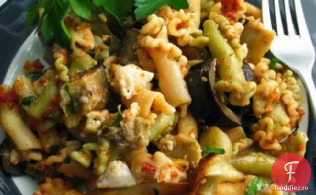 Rigatoni cu vinete și Pesto de roșii uscate