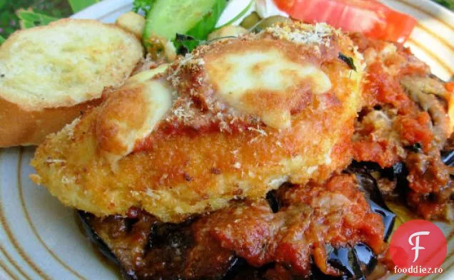 Parmigiana de pui și vinete la cuptor (plantă de ouă) 
