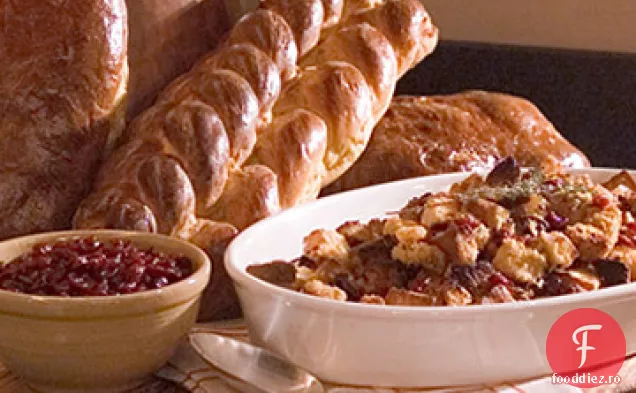Cornbread și dovleac Challah umplutură cu fructe uscate