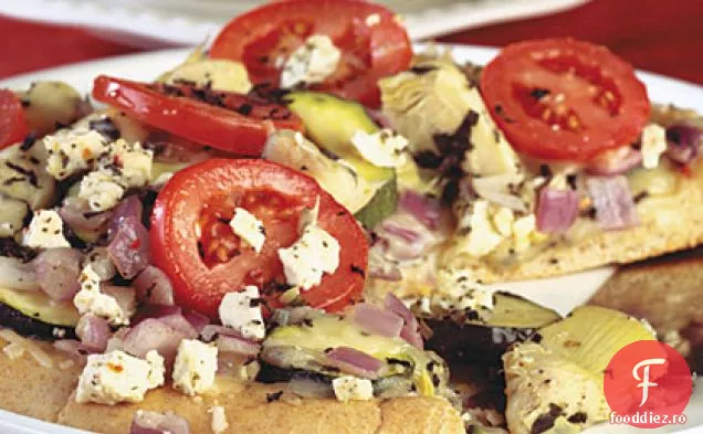 Pizza mediteraneană cu crustă integrală de grâu