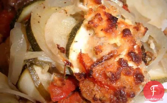 Zucchini coaceți cu Feta și roșii