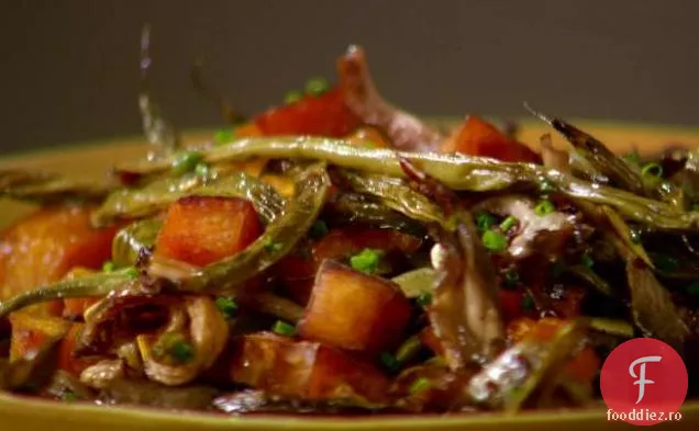 Squash kabocha prăjit, Haricots Verts, ciuperci și Pepitas