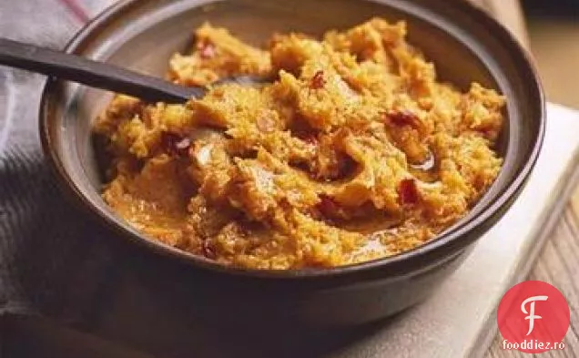 Prăjiți cartofi dulci, dovlecei și piure de usturoi