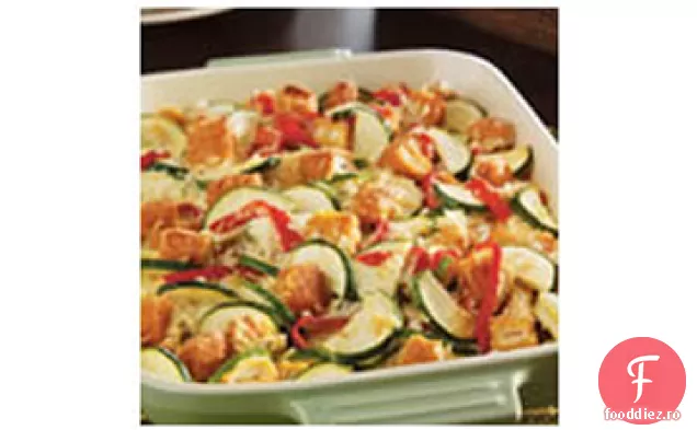 Caserola de dovlecei, pui și orez