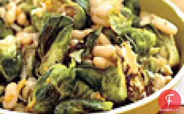 Varză de Bruxelles cu fasole albă și Pecorino