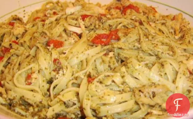 Fettuccine proaspete cu pui rotisor tras, Pesto și Roas