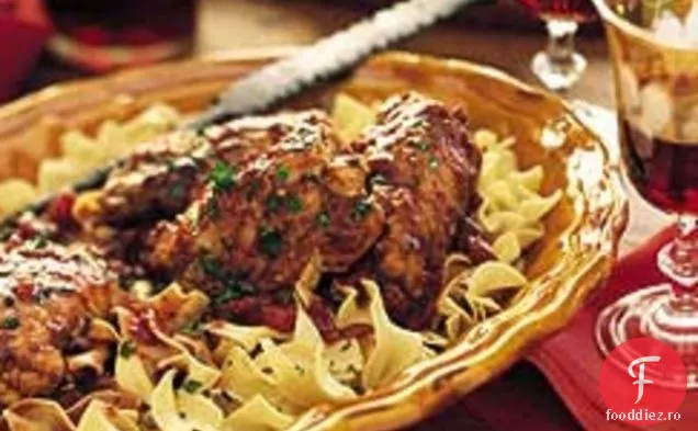 Chianti-coapse de pui umplute la fiert pe tăiței de ou