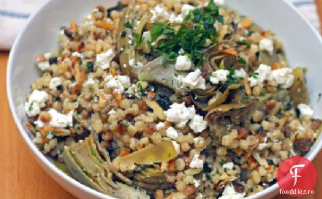 Fregola cu anghinare, Feta, migdale și ierburi