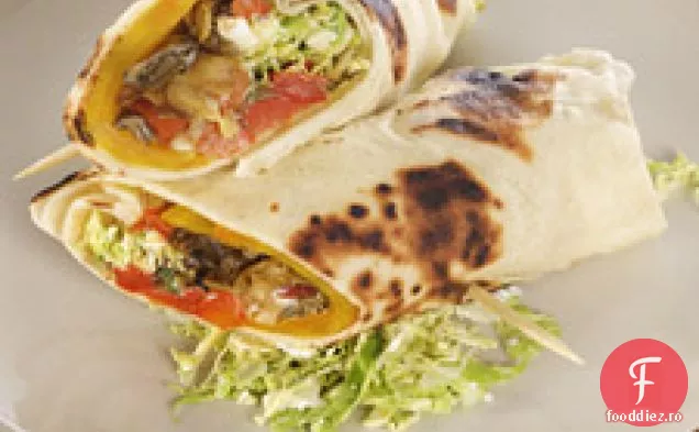 Pâine plată la grătar cu ciuperci și legume de toamnă