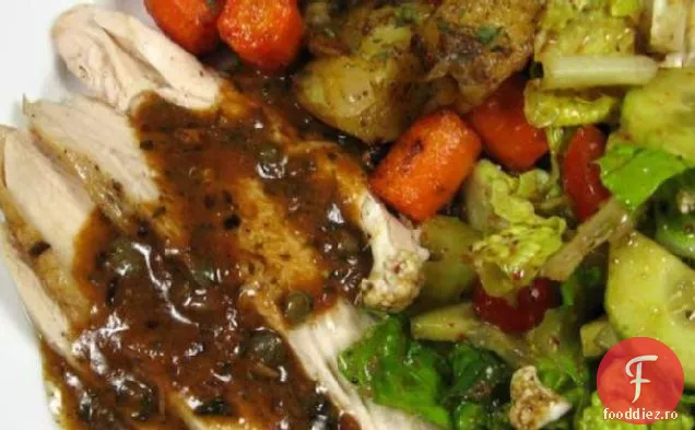 Piept de pui prăjit în tigaie cu sos de lămâie și Caper