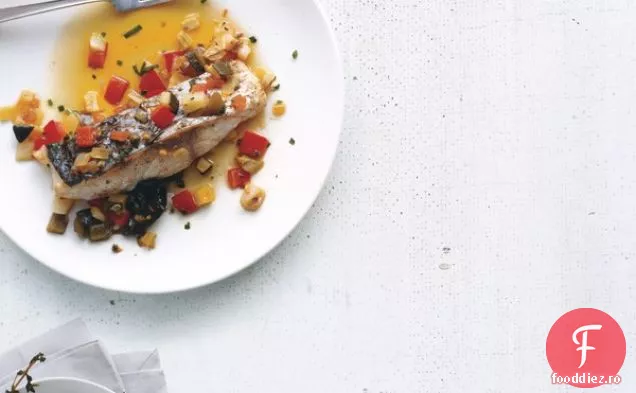 Biban de mare cu legume marinate