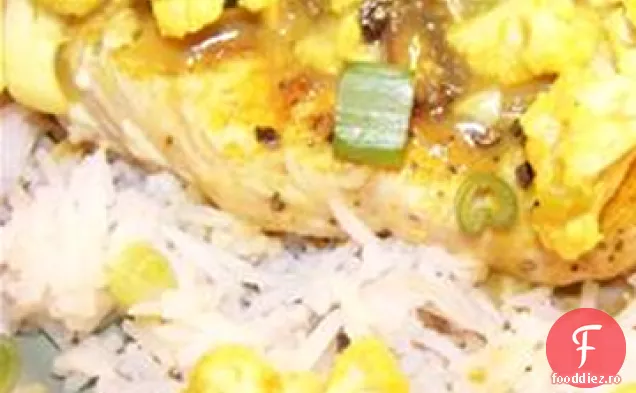 Cotlet de porc curry și conopidă cu orez Basmati