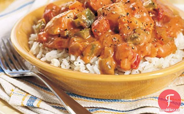 Pui și cârnați Etouffee
