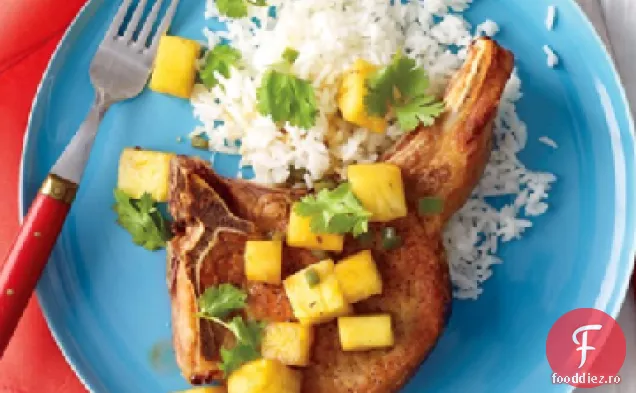 Cotlet de porc cu ananas și orez