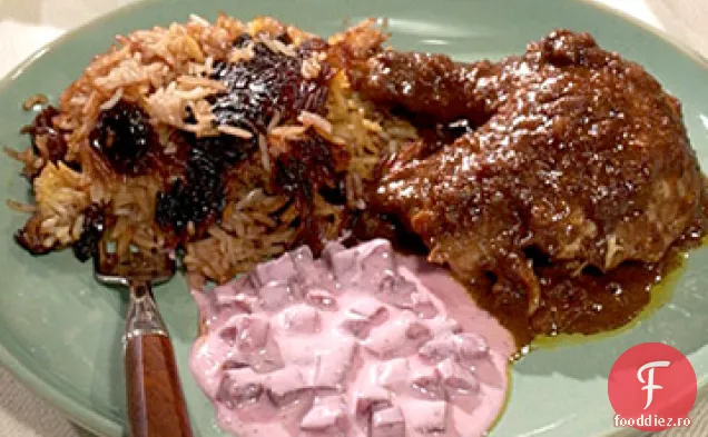 Tocană de pui de rodie și orez de vișine cu Parvin