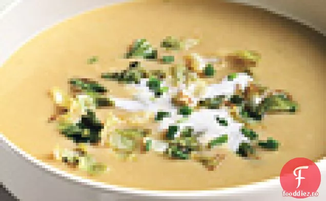 Supă de cartofi, varză verde și praz cu lămâie Cr cca fra