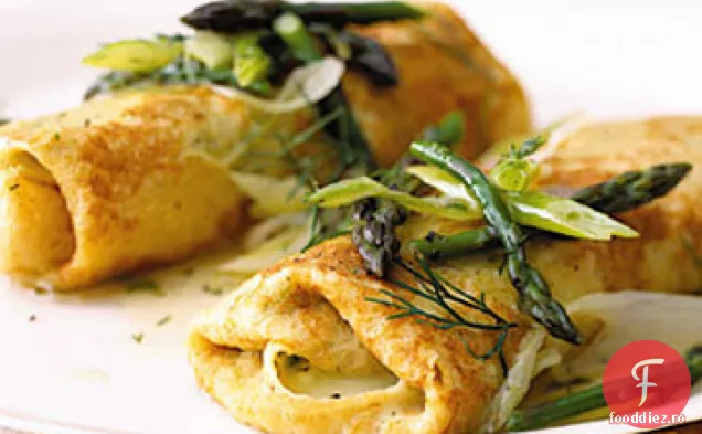 Brânză Matzo Blintzes cu sparanghel și mărar