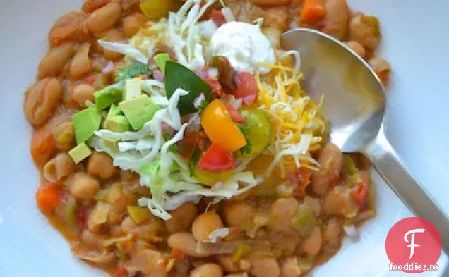 Chili De Fasole Albă, Cu Porumb Prăjit Și Varză