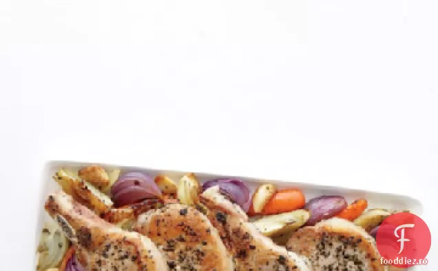 Cotlet de porc cu fenicul și morcovi