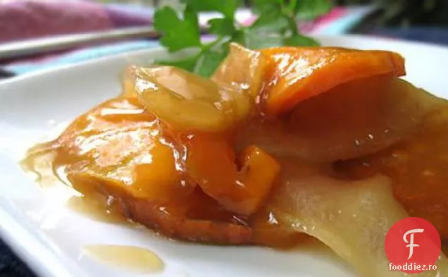 Măr glazurat de arțar și Gratin de cartofi dulci