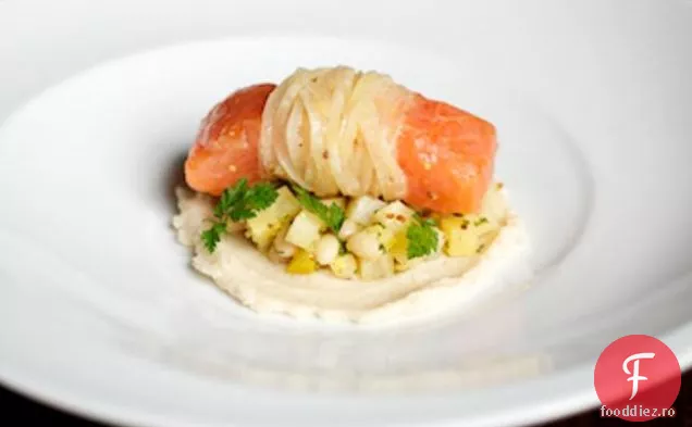 Somon Confit, Țelină De Ghimbir Murat, Fasole Haricot
