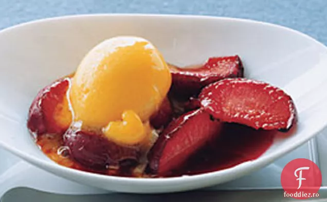 Prune fripte cu Sorbet de Mango