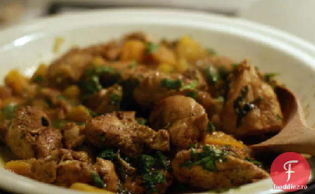 Pui curry cu caise