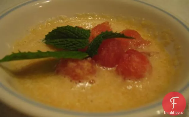 Salată de pepene verde și pepene galben cu vinetă de mentă