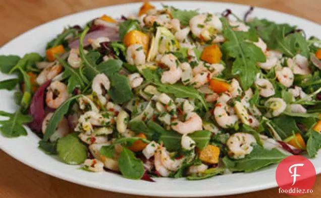 Salată De Toamnă Cu Vinetă Caldă De Creveți Oregon