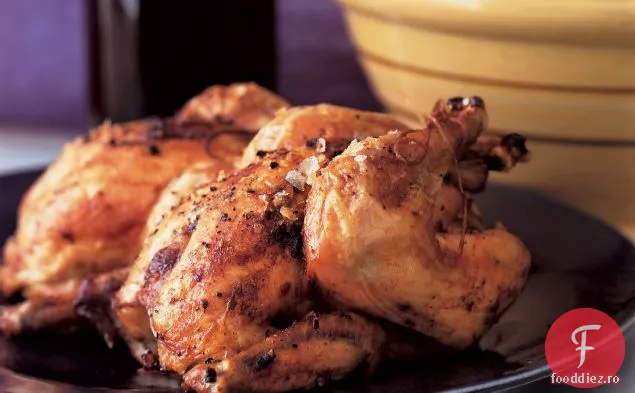 Poussins prăjite cu sos de tigaie cu hamsie-muștar