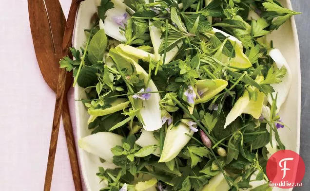 Salată de ierburi și andive cu pansament cremos de var