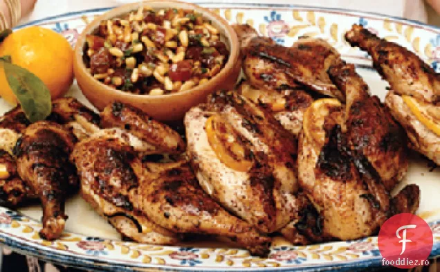 Găini de vânat Cornish la grătar cu lămâie, Sumac și gust de curmale