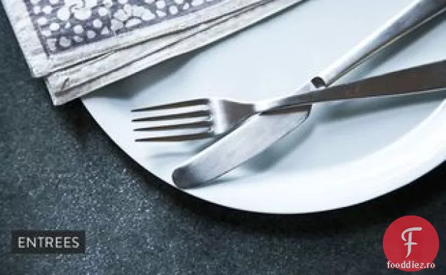 Fripturi Ribeye și ciuperci cu o plantă, citrice și unt de hamsie