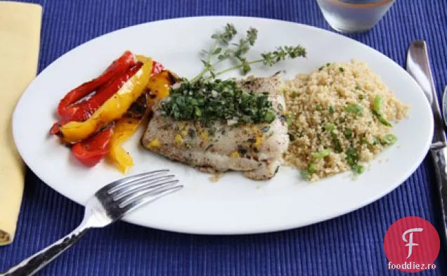 Sablefish la grătar cu cimbru-Salsa verde cu lămâie