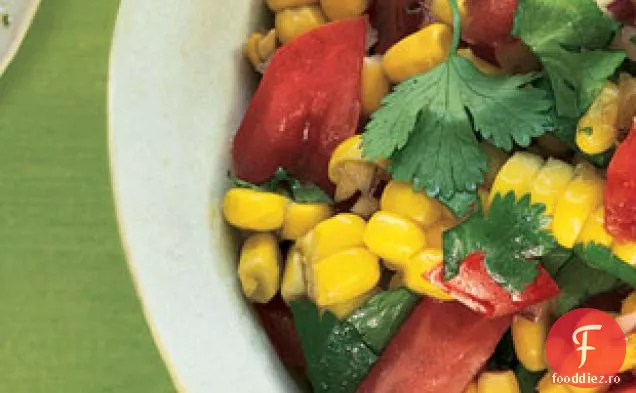 Salată De Porumb Dulce Și Roșii Cu Coriandru Proaspăt