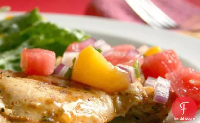 Pui Marinat La Grătar Cu Salsa De Pepene Verde