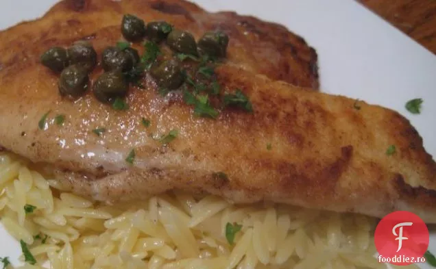 Tilapia ușor prăjită cu unt maro Caper și șalotă de lămâie