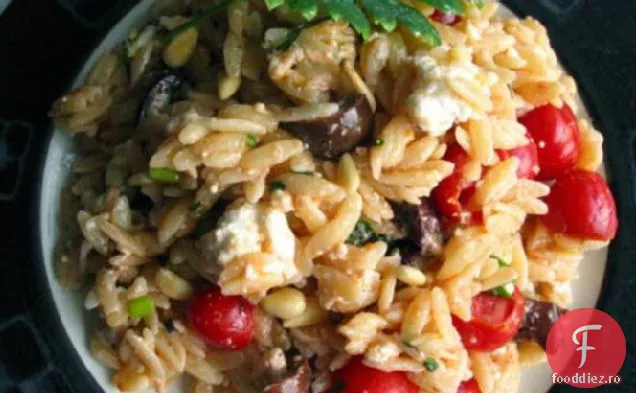 Orzo cu roșii, Feta și ceapă verde
