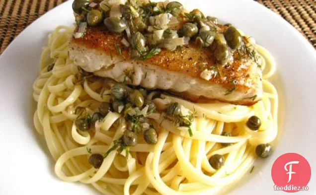 Halibut Cu Lămâie, Unt, Caper Și Sos De Mărar