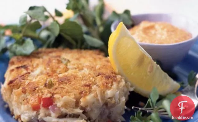 Prăjituri de Crab cu maioneză de ardei roșu